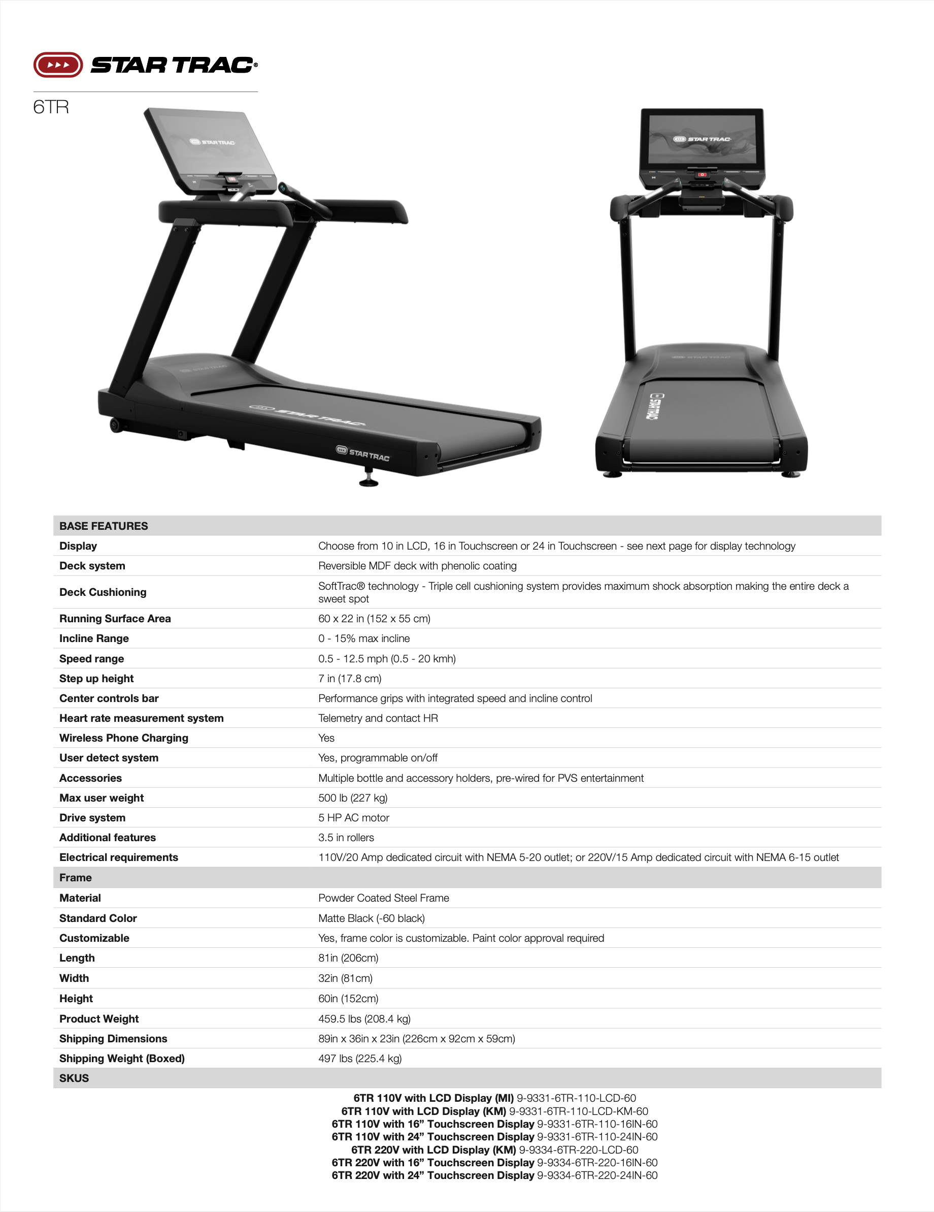 StarTrac 6TR Treadmill (24" HD Touchscreen)