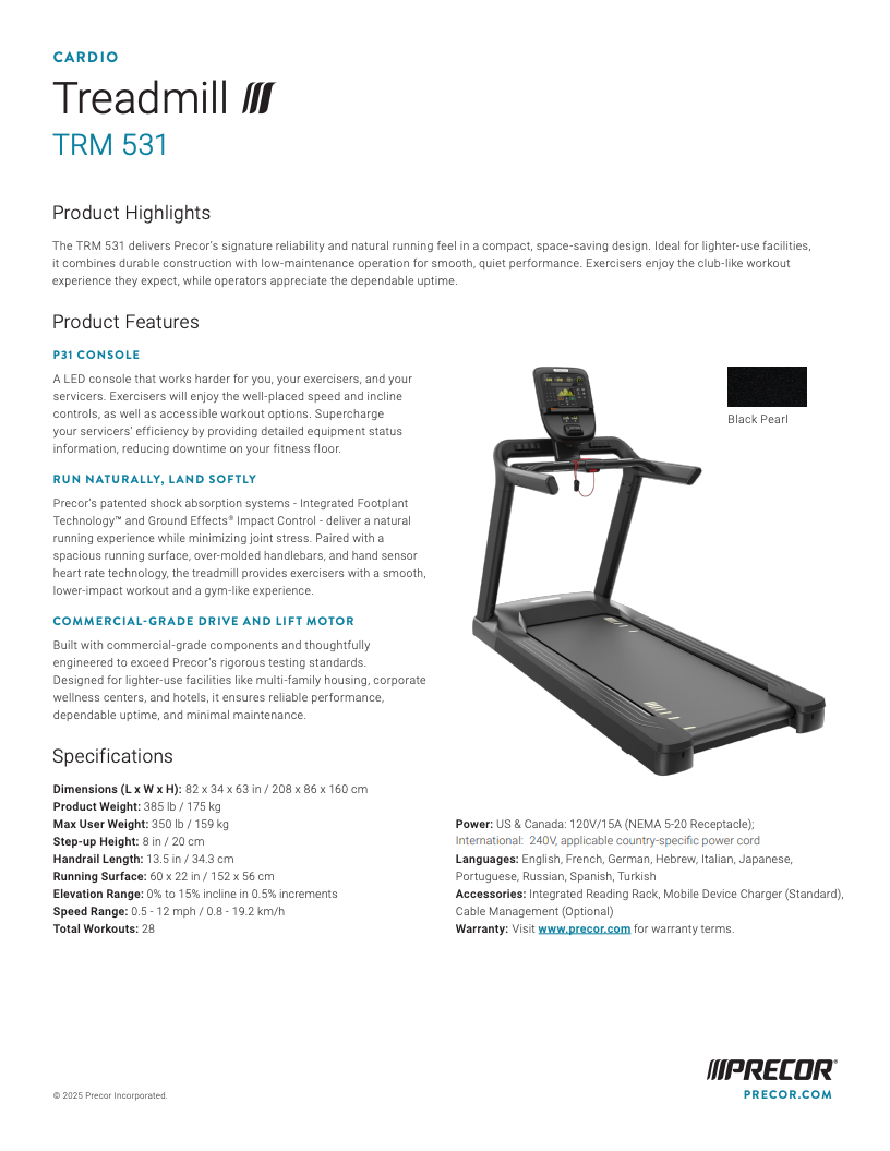 TRM 531 Treadmill LCD Display
